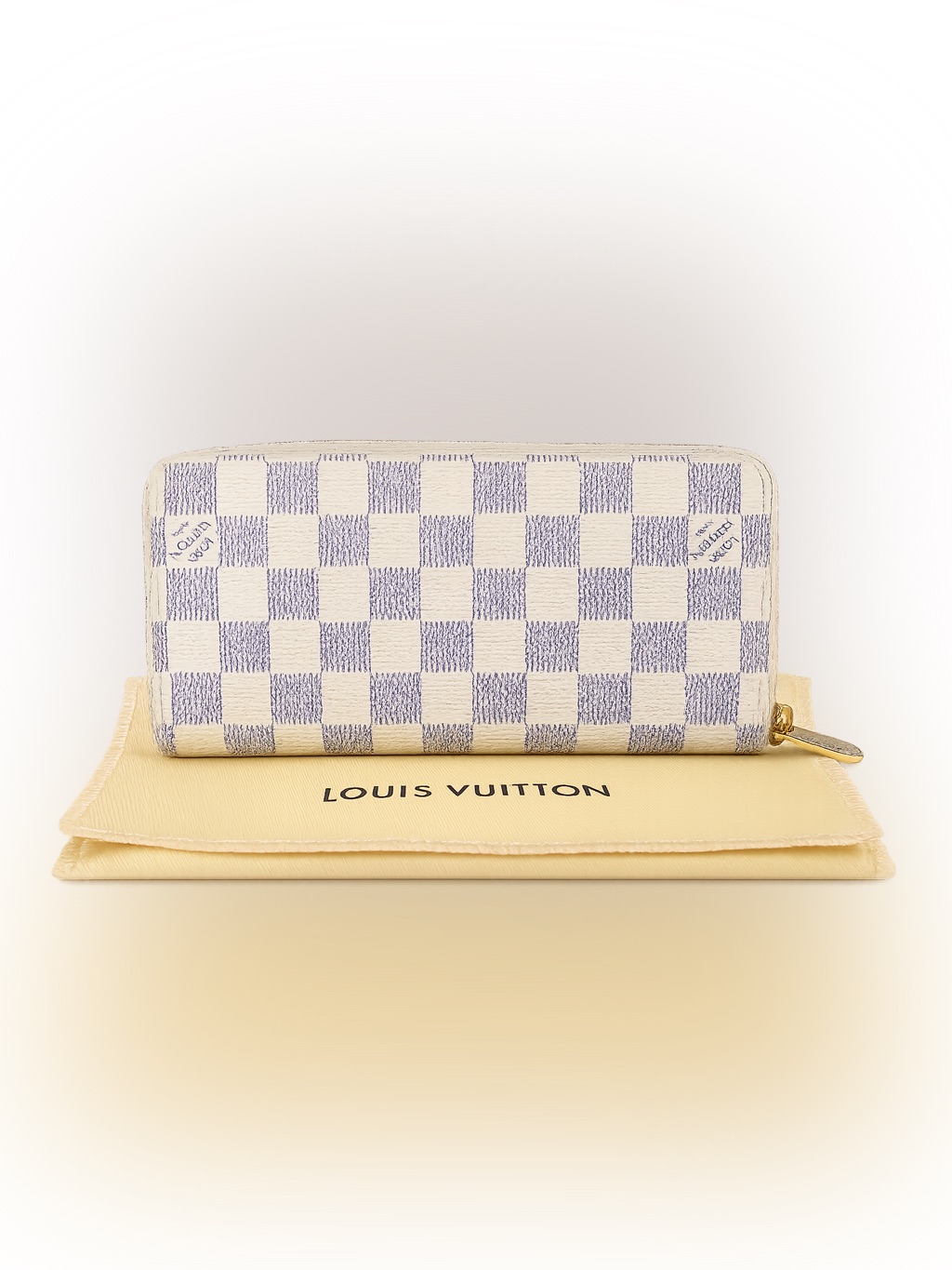Authentic Louis Vuitton Damier Azur Zippy Wallet Full Zip Around Checkered